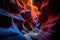 Colorful Slot Canyon in National Park extreme closeup. Generative AI