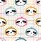 Colorful sloth. Seamless pattern with cute animals faces. Childish print for nursery in a Scandinavian style. For baby