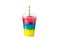 Colorful slushie with straw in plastic cup