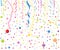 Colorful small balloons, confetti and ribbon vector