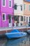 Colorful small, brightly painted houses on the island of Burano,Venice, Italy
