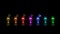 Colorful small champagne glass light neon sign elements funny dancing loop reflection and butterfly eating rainbow wine