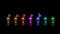 Colorful small champagne glass light neon sign elements funny dancing loop reflection and two butterfly eating rainbow wine