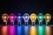 colorful smart bulbs grouped together