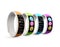 Colorful smart wristbands on white background