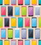Colorful smartphones seamless pattern. Flat style.