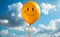 A Colorful Smiley Face Balloon Floating in the Serene Blue Sky