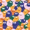 Colorful smiling stones, in a seamless pattern design