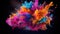 Colorful Smoke Explosion: Vibrant Collage on Black Background