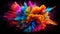 Colorful Smoke Explosion: Vibrant Collage on Black Background