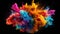 Colorful Smoke Explosion: Vibrant Collage on Black Background