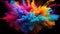 Colorful Smoke Explosion: Vibrant Collage on Black Background