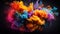 Colorful Smoke Explosion: Vibrant Collage on Black Background