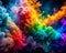 colorful smoke a- harp-4k Colorful rainbow holi paint color big double powder explosion isolated on dark