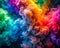 colorful smoke a- harp-4k Colorful rainbow holi paint color big double powder explosion isolated on dark