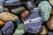 Colorful smooth rocks on the beach