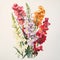 Colorful Snapdragon Bouquet: Detailed Watercolor In Naturalistic Botanical Art Style