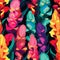 Colorful Snapdragon Rows: Triadic Neon Pop Art Illustration