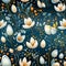 Colorful Snowdrop Flowers vintage style, Seamless pattern, AI generated