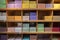 Colorful soaps of Marseille on the shelves of a store in Menton