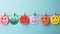 Colorful social media communication background with an abundance of cheerful emoticons