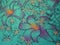Colorful soft fabric with painted flowers