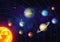 Colorful solar system with nine planets