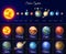 Colorful solar system with nine planets