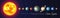 Colorful solar system with nine planets