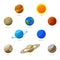 Colorful Solar System Planets and Sun. Vector