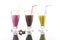 Colorful sommer frappes with reflection on bright background