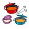 Colorful soup pan assorted.