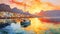 Colorful South African Sunset Painting With Impressionist Style