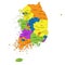 Colorful South Korea political map with clearly labeled, separated layers.