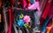 Colorful souvenir bags at market