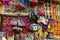 Colorful souvenir bags at South American market