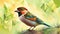 Colorful sparrow bird in nature - Generative AI