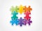 Colorful spectrum rainbow puzzle pieces forming a circle vector illustration graphic isolated on background