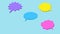 Colorful speech bubbles with space for text on blue background. Animation