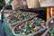 Colorful spices and flowers in a market shop in Marrakesh - Central Morocco