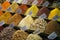 Colorful spices in Istanbul Egyptian Market Turkey
