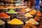 Colorful Spices At Market Or Bazaar