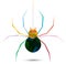 Colorful spider hanging from a web (vector)