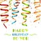 Colorful spiral ribbons, background for your birthday wishes