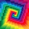 Colorful Spirals of the Rectangles Expanding from the Center. Optical Illusion of Perspective.