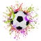 Colorful splashing with soccer ball