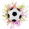 Colorful splashing with soccer ball