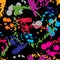 Colorful splattered web design repeat pattern, art ink blob, smearing paintbrush drawing. Expressive graffiti seamless background