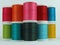 Colorful spools of cotton thread