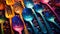 Colorful spoons and forks are arranged on a table, AI